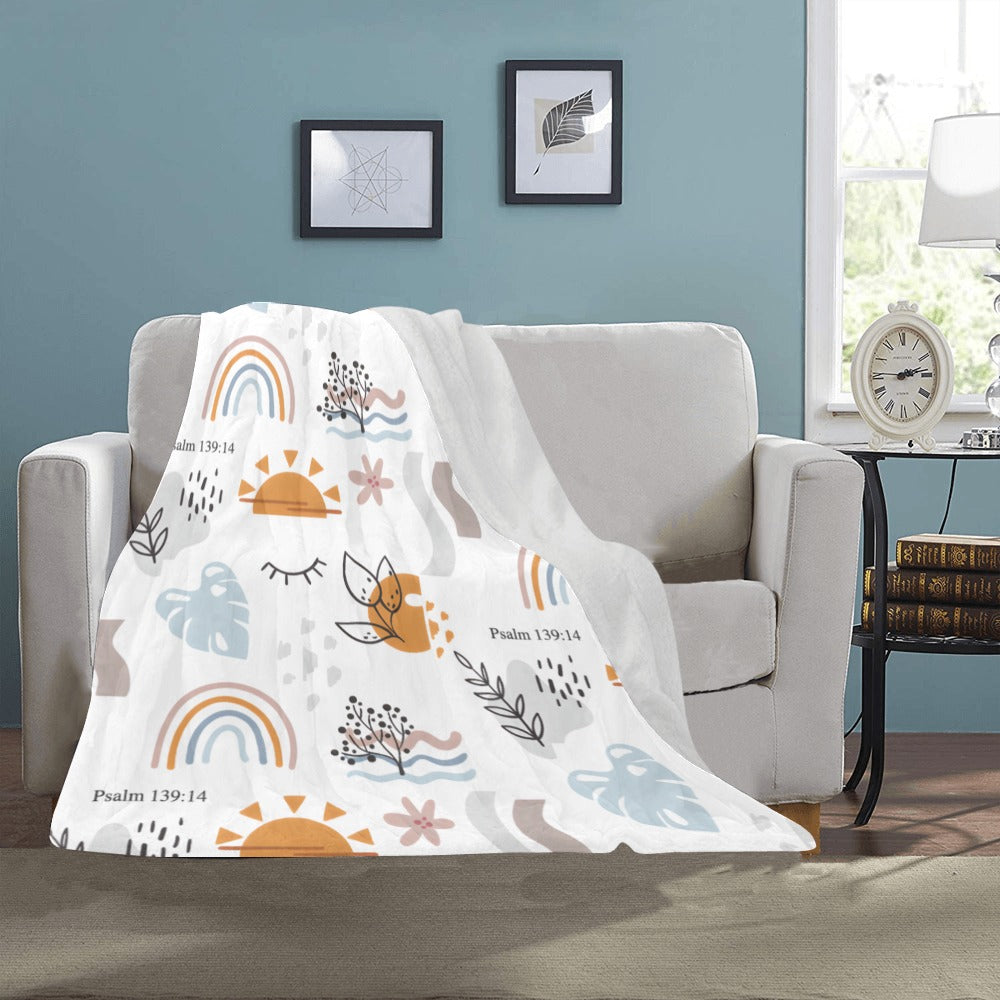 Psalm 139:14 - Wonderfully Made Fleece Blanket