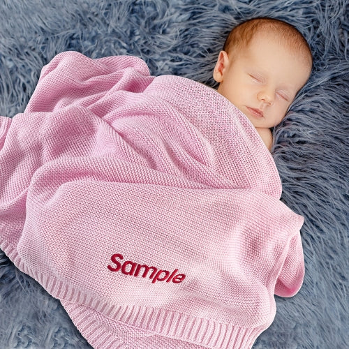 Embroidered Custom Knitted Baby Blanket