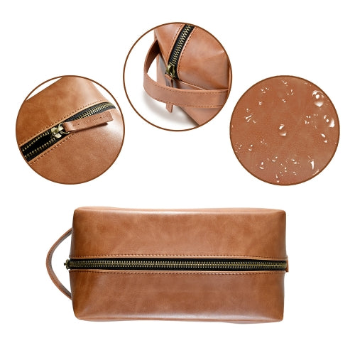 Embroidered Custom Toiletry Bag - Tan