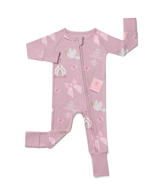 Bible is Our Compass Bamboo Footed Onesie Pajama
