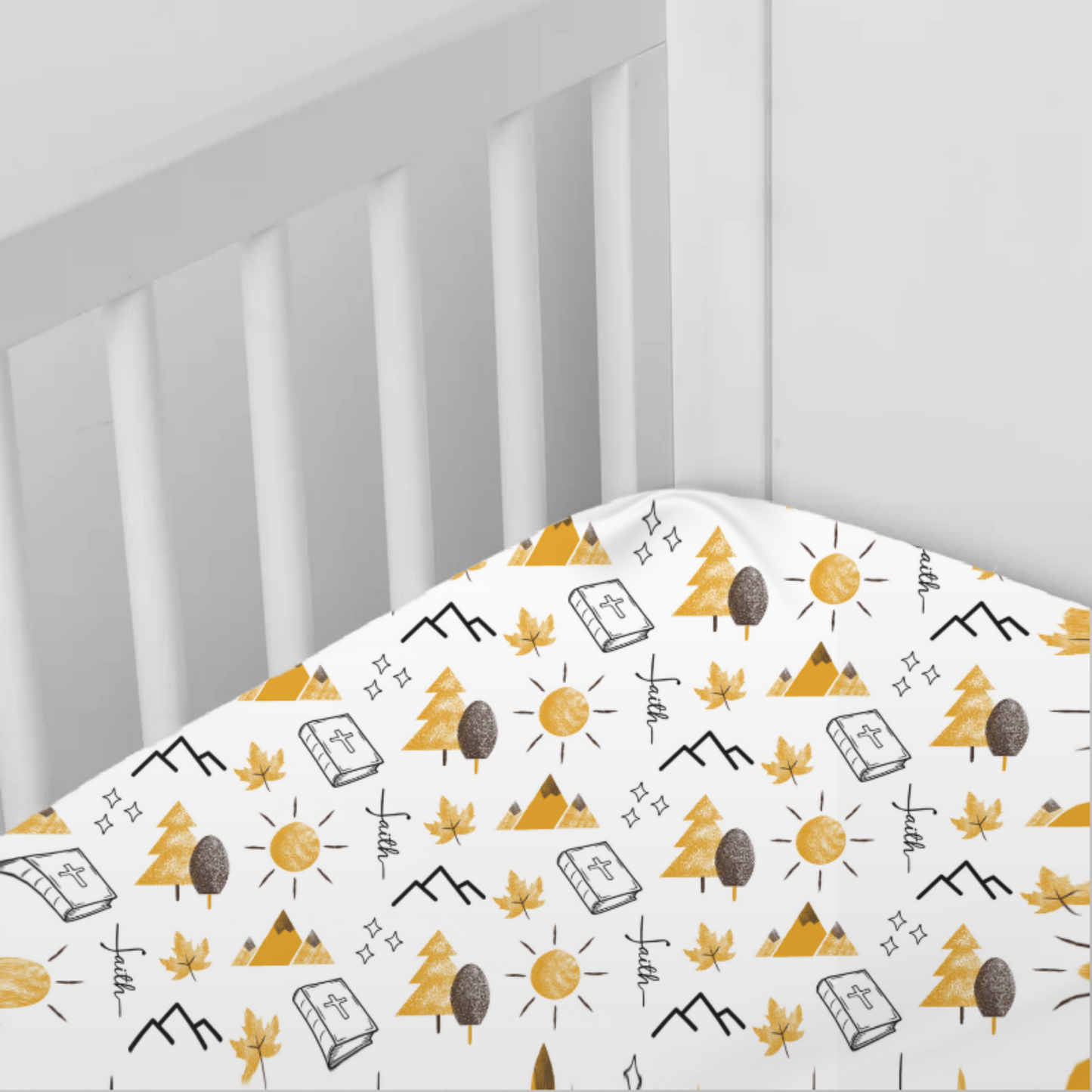 Faith Can Move Mountains Standard Crib Sheet