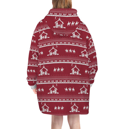 Christmas Nativity Kids Hoodie Blanket