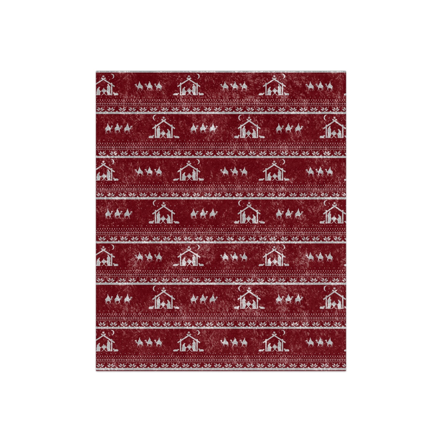 Christmas Nativity Crushed Velvet Blanket