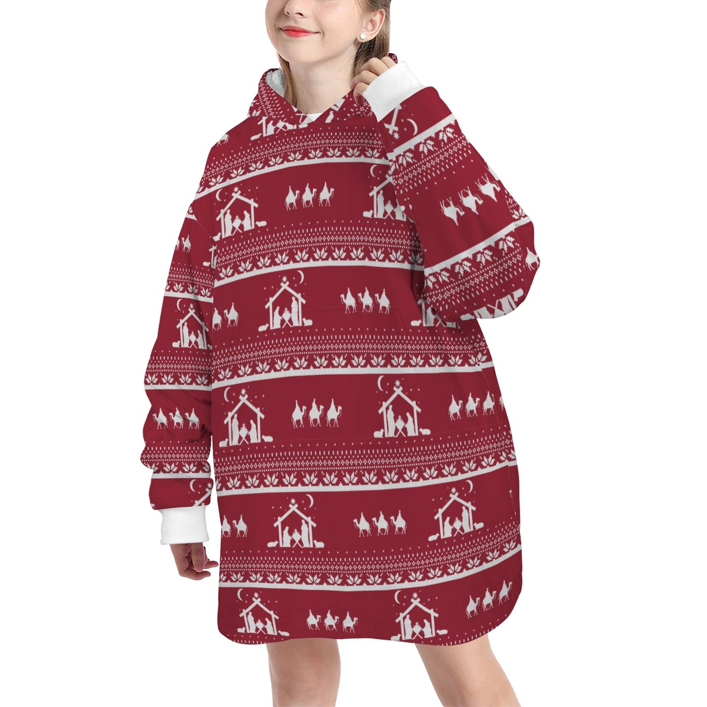 Christmas Nativity Kids Hoodie Blanket