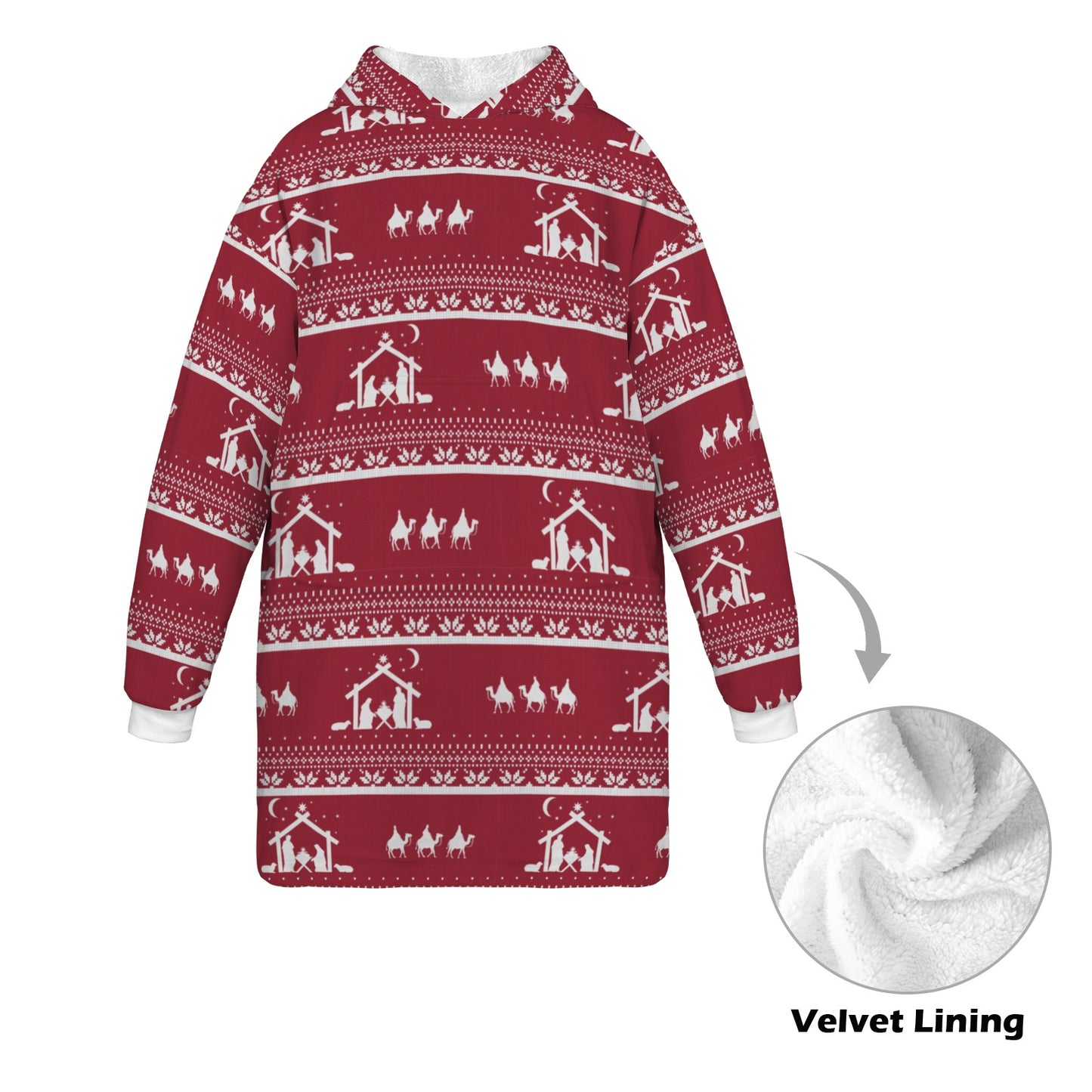 Christmas Nativity Kids Hoodie Blanket