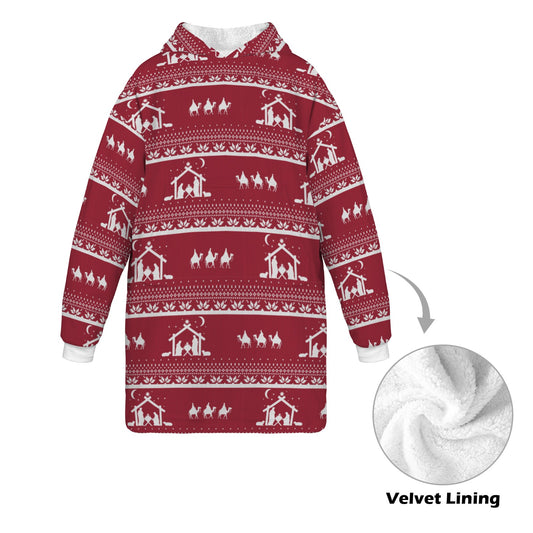 Christmas Nativity Kids Hoodie Blanket