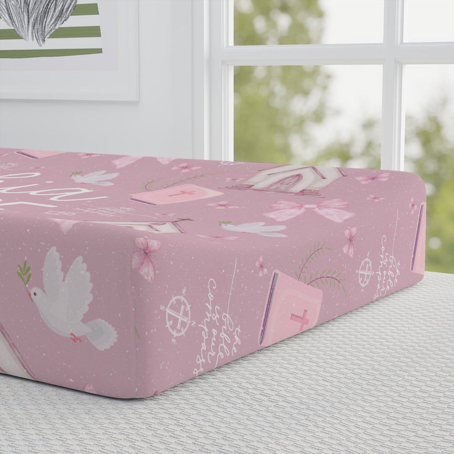 Personalized Bible is Our Compass Baby Changing Pad Cover