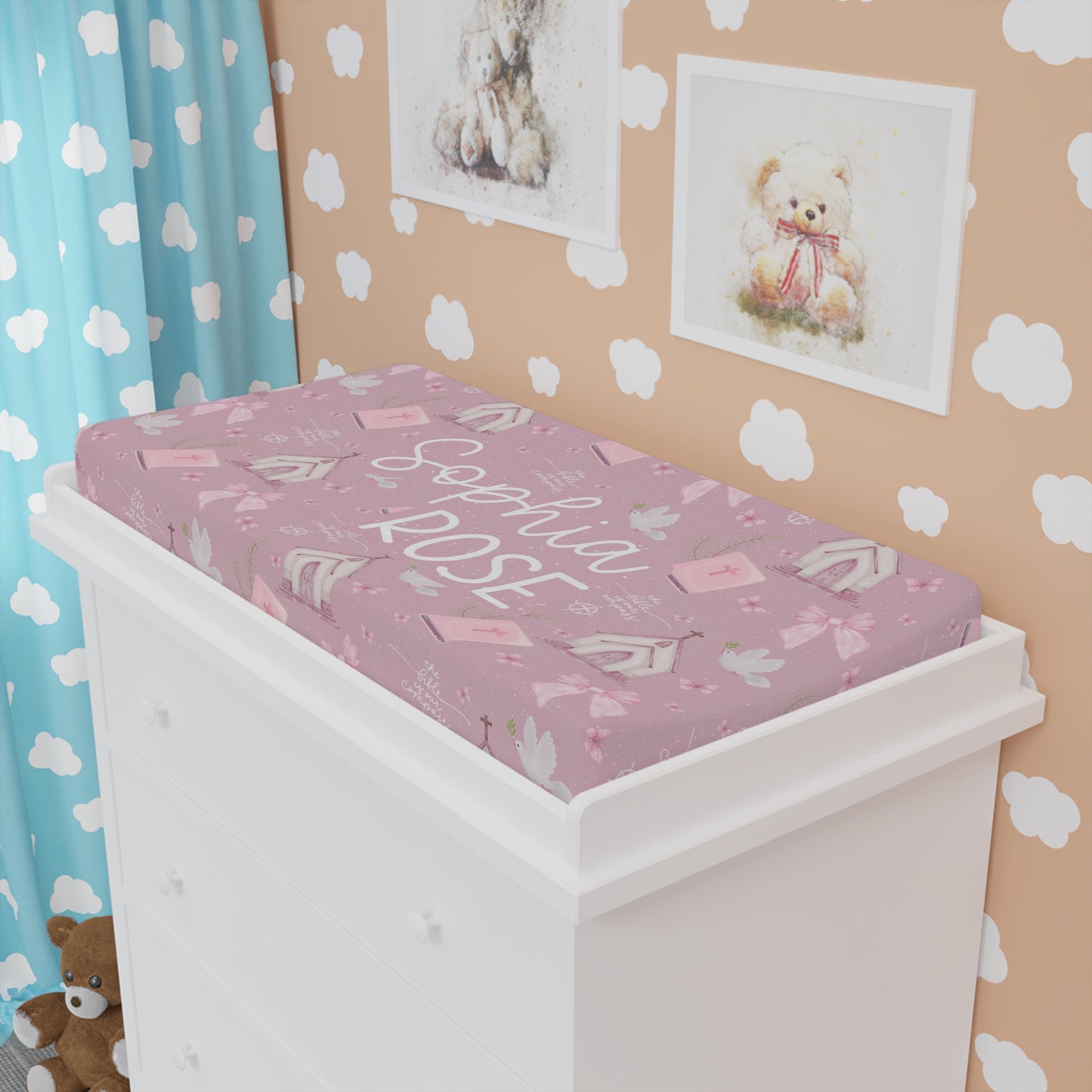 Personalized Bible is Our Compass Baby Changing Pad Cover