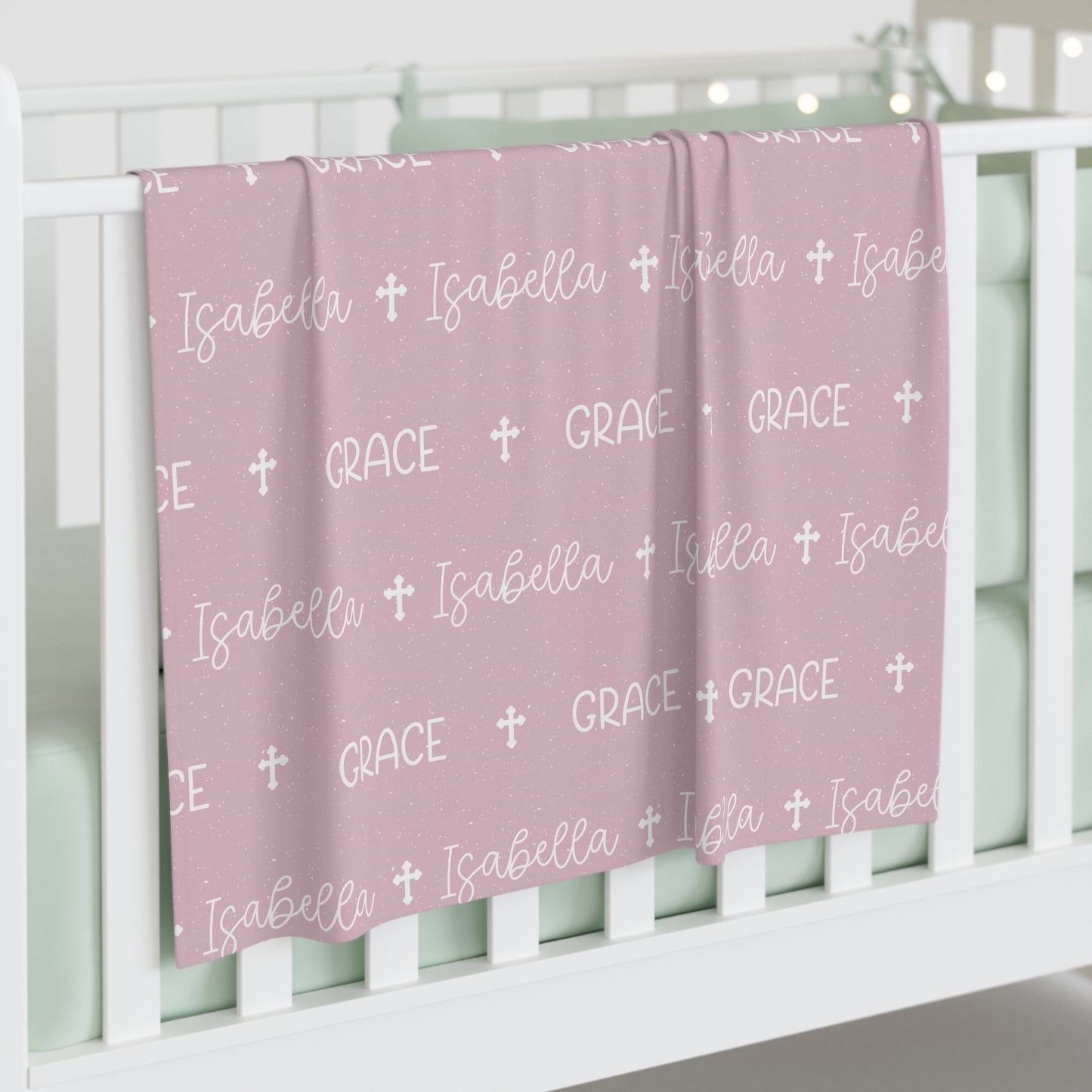 Personalized Pink Baby Name Swaddle Blanket