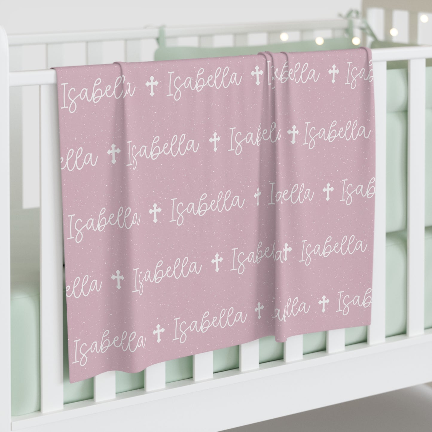 Personalized Pink Baby Name Swaddle Blanket