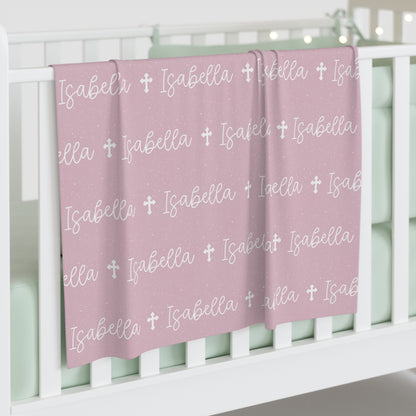 Personalized Pink Baby Name Swaddle Blanket