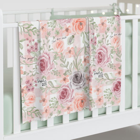 Personalized For This Child I Have Prayed Baby Swaddle Blanket