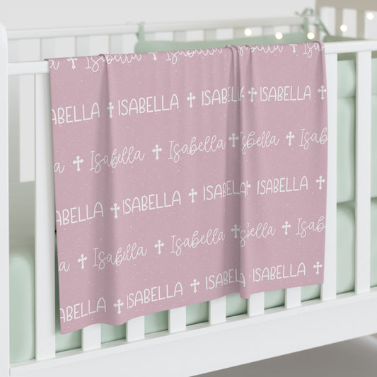 Personalized Pink Baby Name Swaddle Blanket