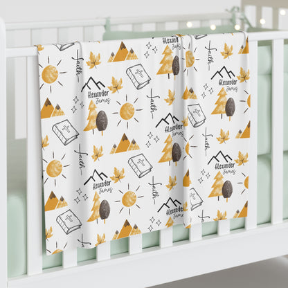 Personalized Faith Can Move Mountains Baby Swaddle Blanket
