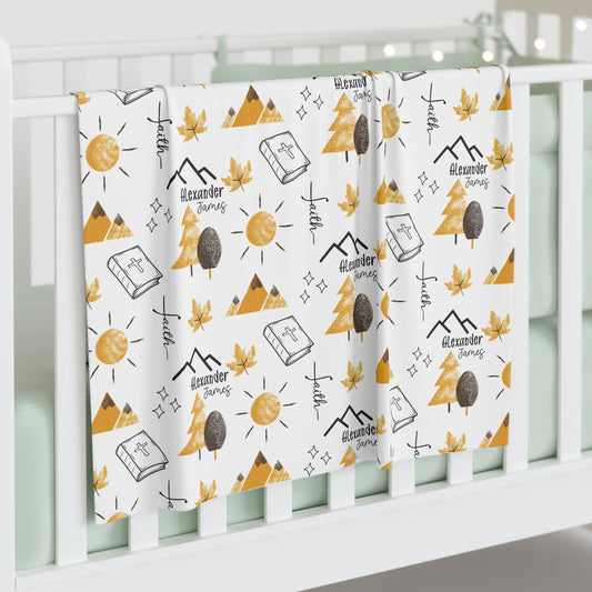Personalized Faith Can Move Mountains Baby Swaddle Blanket