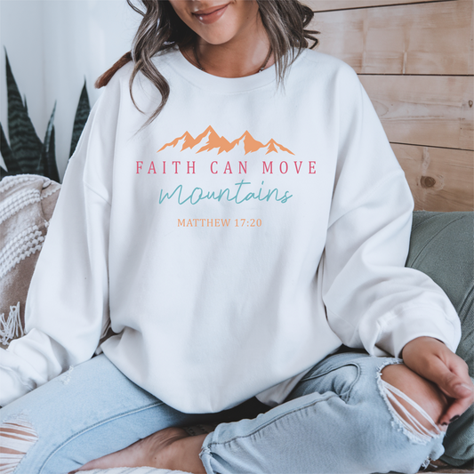 Matthew 17:20 - Faith Can Move Mountains Fleece Crewneck