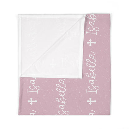 Personalized Pink Baby Name Swaddle Blanket