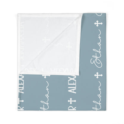 Personalized Blue Baby Name Swaddle Blanket