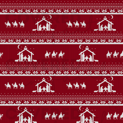 Christmas Nativity Crushed Velvet Blanket