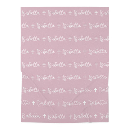 Personalized Pink Baby Name Swaddle Blanket