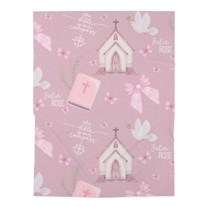 Personalized Bible is Our Compass Baby Swaddle Blanket