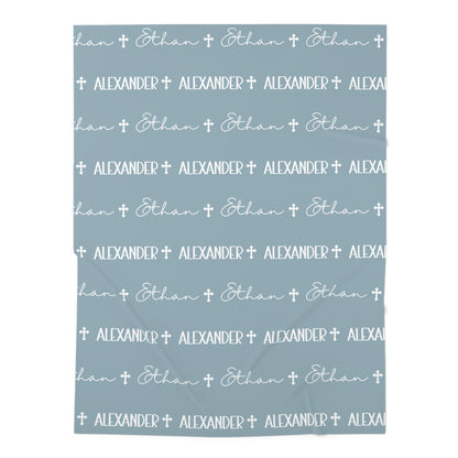 Personalized Blue Baby Name Swaddle Blanket