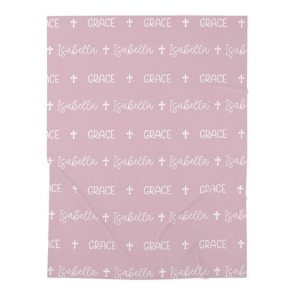 Personalized Pink Baby Name Swaddle Blanket