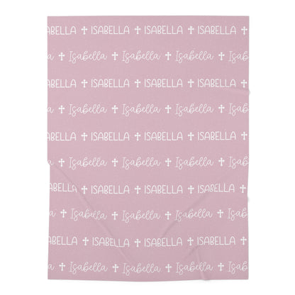 Personalized Pink Baby Name Swaddle Blanket