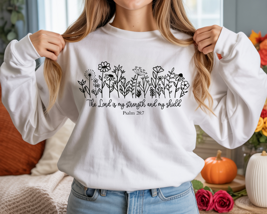 Psalm 28:7 - The Lord is My Strength Fleece Crewneck