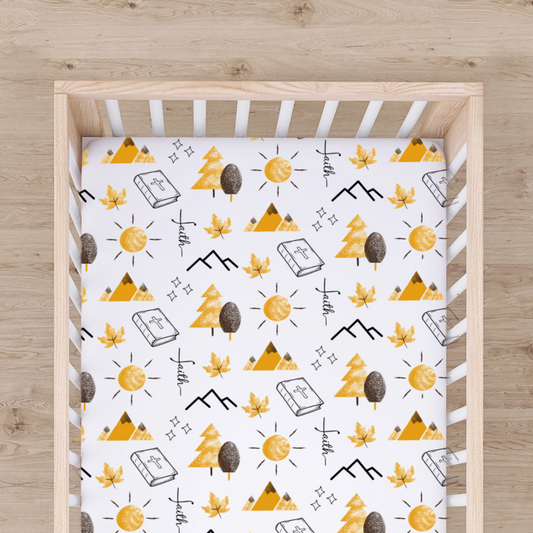 Faith Can Move Mountains Standard Crib Sheet