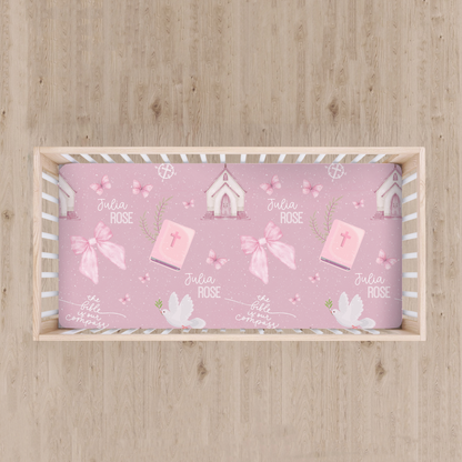 Personalized Bible is Our Compass Crib Sheet