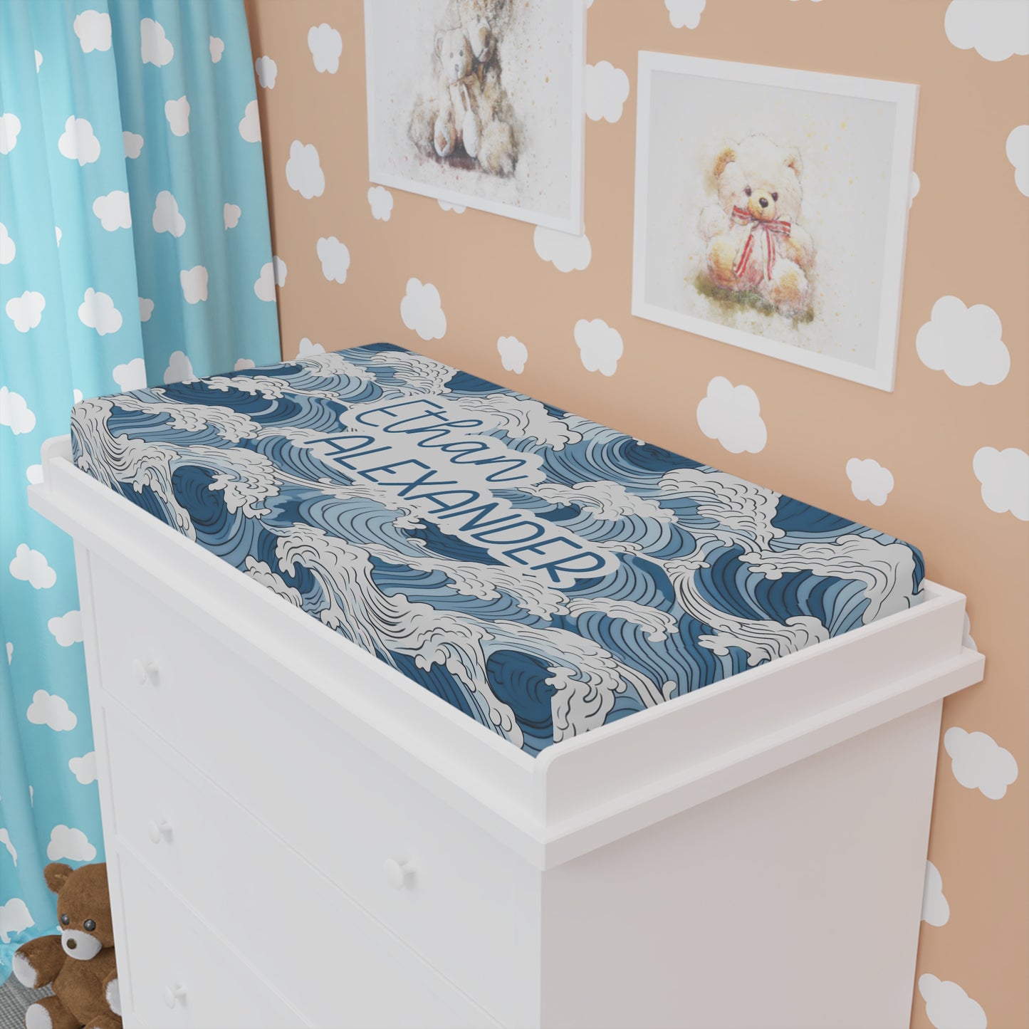 Personalized Through The Waters Changing Pad Cover