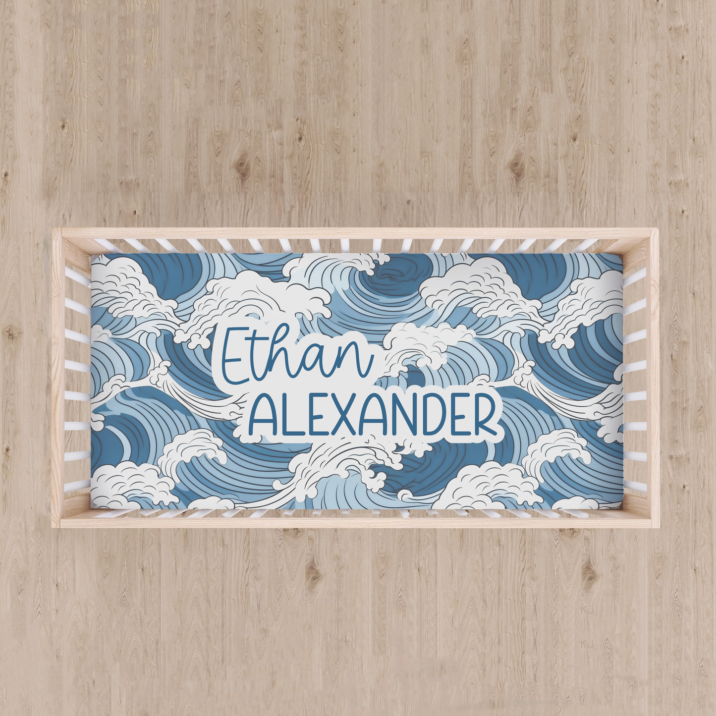 Personalized Through The Waters Crib Sheet